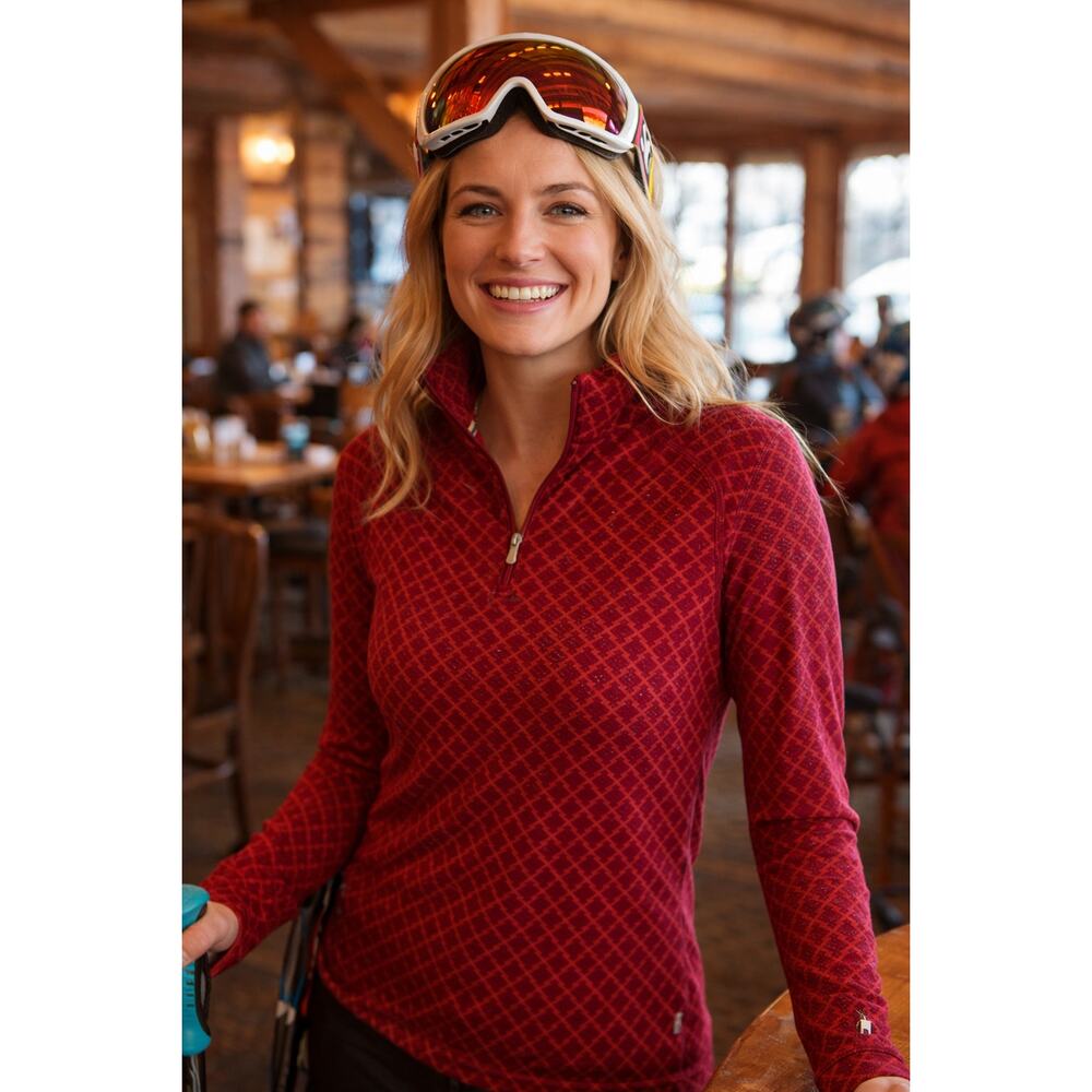 Smartwool Women's 1/4 Zip Merino Base Layer Pink Orange Top, Size L - Picture 10 of 10